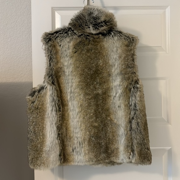 Weatherproof reversible faux fur and brown SZ L high funnel neck puffy gorpcore - Picture 8 of 16